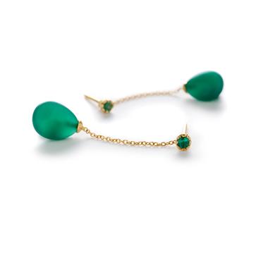 Oorbellen met smaragd en groene agaat