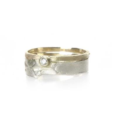 Silver ring with detail in gold