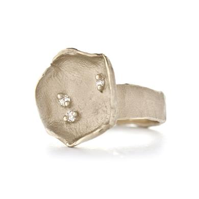 Large tub ring with diamonds - Wim Meeussen Antwerp