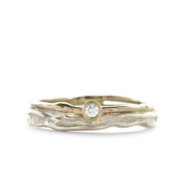 Fijne ring in zilver met extra ring in goud