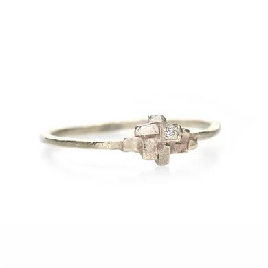 Ring in white gold with squares - Wim Meeussen Antwerp