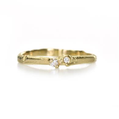 Narrow golden ring with diamonds - Wim Meeussen Antwerp