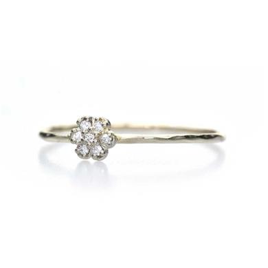 bague fine avec diamants de serti fleur - Wim Meeussen Anvers