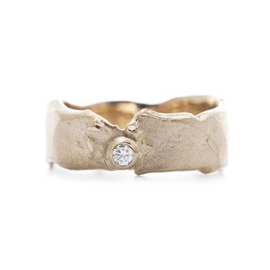 Asymmetrical wide ring with diamond - Wim Meeussen Antwerp