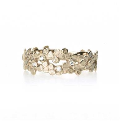 Gold ring with discs and diamonds - Wim Meeussen Antwerp