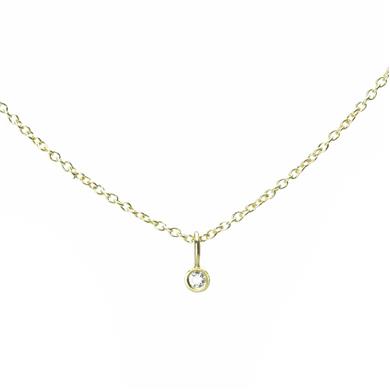 Small pendant in yellow gold witha fine diamond - Wim Meeussen Antwerp