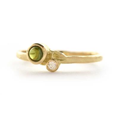 Ring in yellow gold with green tourmaline - Wim Meeussen Antwerp