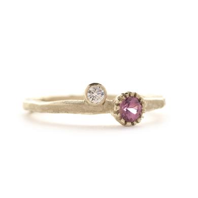 Ring with pink tourmaline and diamond - Wim Meeussen Antwerp