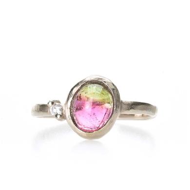 Unique model with watermelon tourmaline