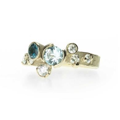 Festive ring with (semi-) precious stones - Wim Meeussen Antwerp