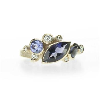 Festive ring with (semi-) precious stones - Wim Meeussen Antwerp