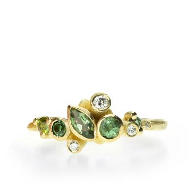 Festive ring with (semi-) precious stones