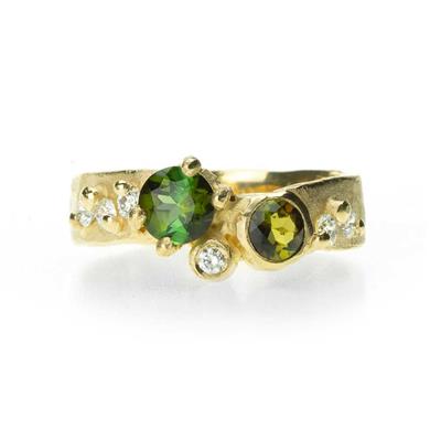 Festive ring with (semi-) precious stones - Wim Meeussen Antwerp