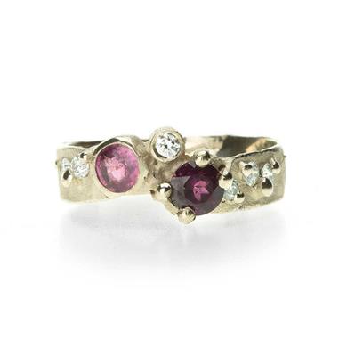 Festive ring with (semi-) precious stones - Wim Meeussen Antwerp
