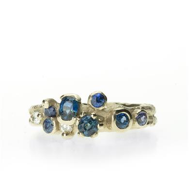 Festive ring with (semi-) precious stones