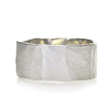 Wide hammered ring