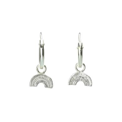 Silver children's ear studs - rainbow