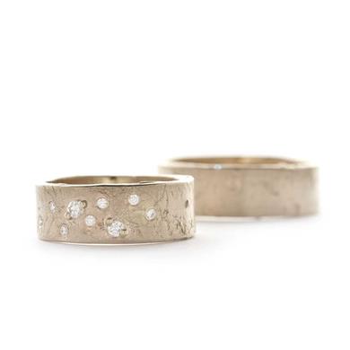 Wide wedding rings with diamonds