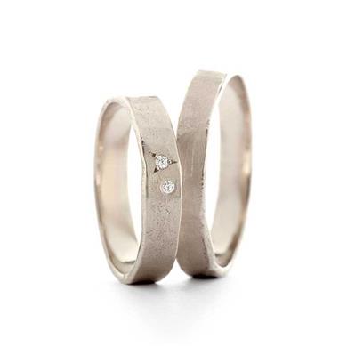 narrow wedding rings in white gold