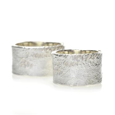 Wide robust wedding band in silver