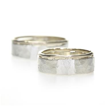 Hammered combination wedding bands