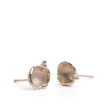 Boucles d'oreilles en or blanc avec diamant - Wim Meeussen Anvers