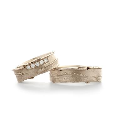 asymmetric wedding ring in white gold