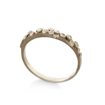 Bague fine avec des tranches et 5 diamants - Wim Meeussen Anvers